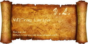 Váray Larina névjegykártya